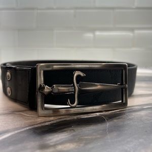Cesare Paciotti leather and fabric dagger belt